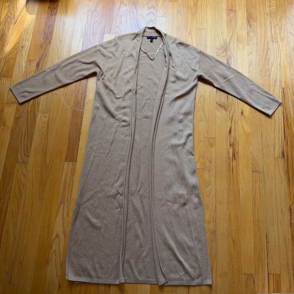 Banana Republic Duster Cardigan Camel Tan Open Front Longline Sweater S Classic